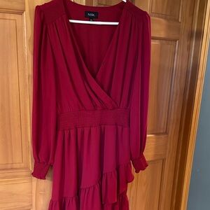 MSK Women's Long Sleeve Burgundy Dress